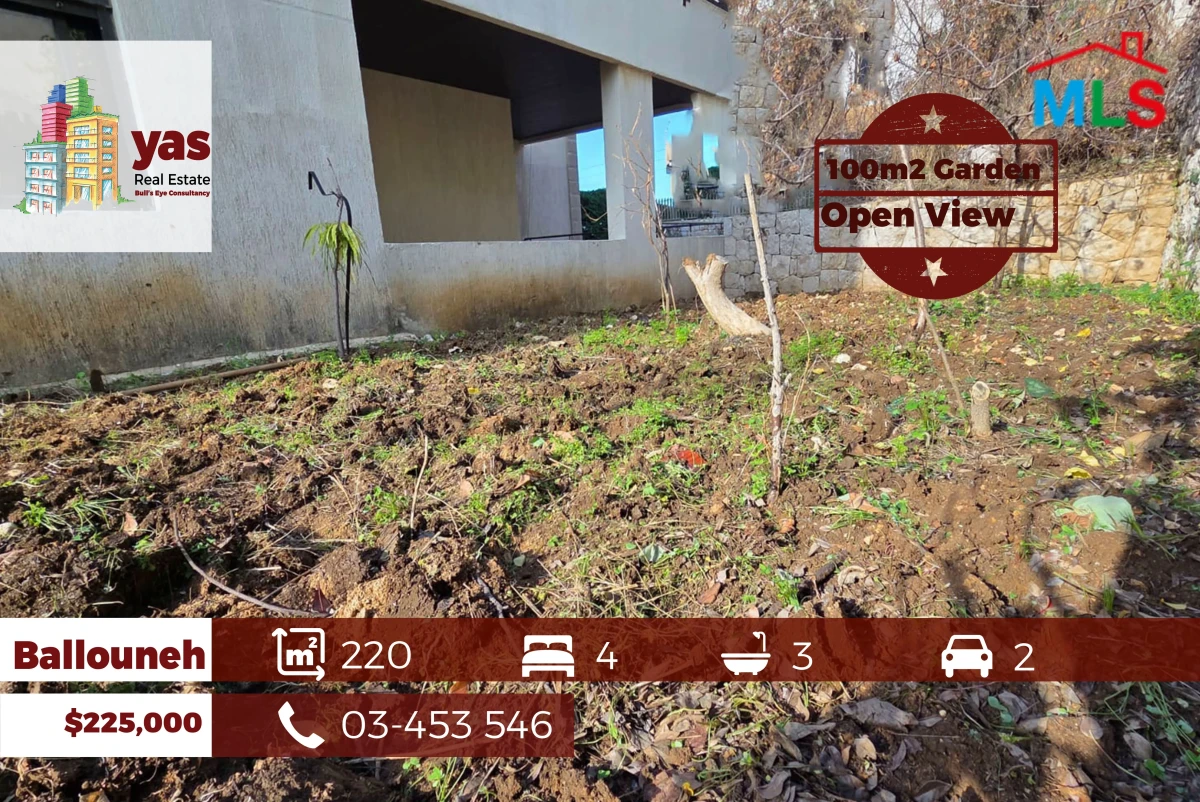 Ballouneh 220m2 | 100m2 Garden | New | Quiet Street | TO