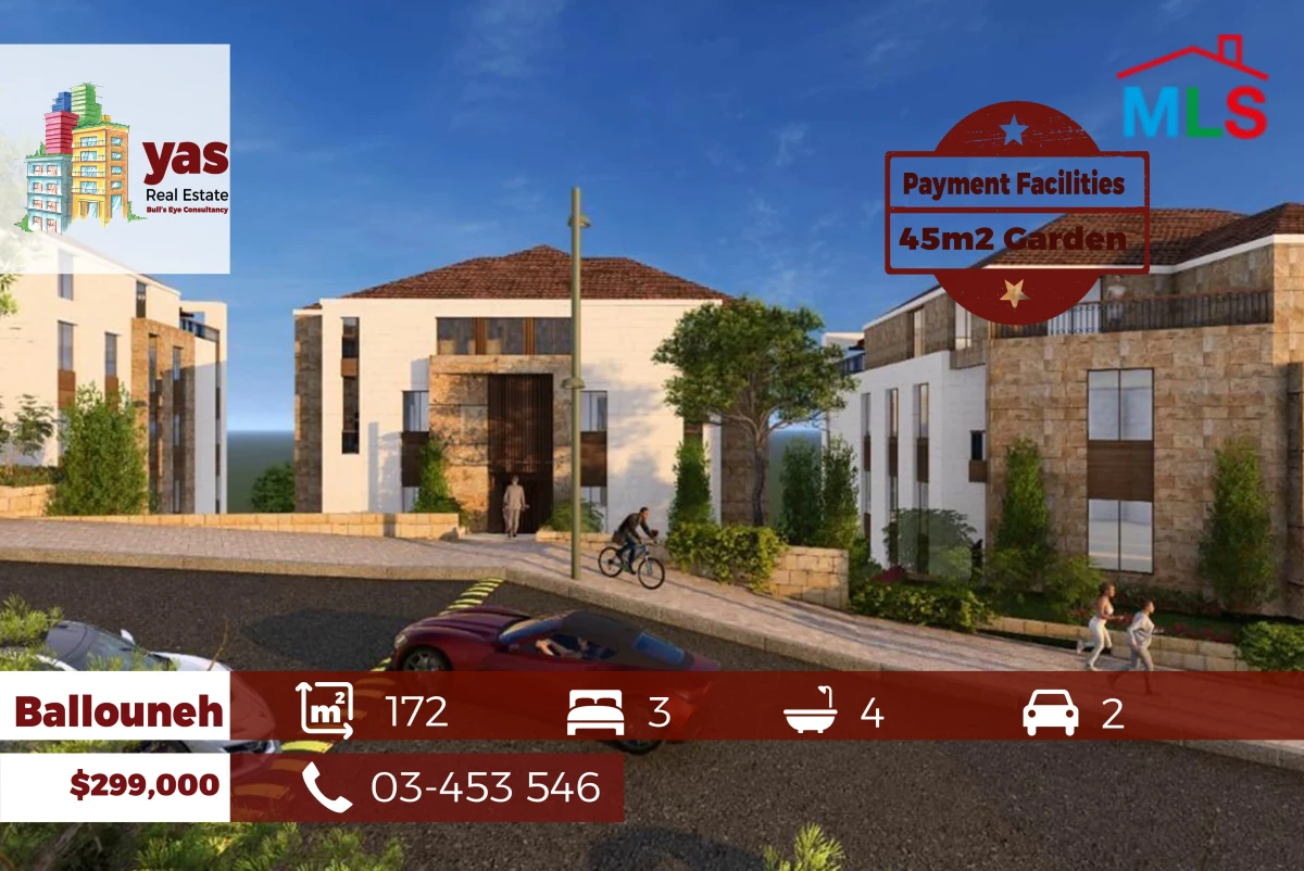 Ballouneh 172m2 | 45m2 Garden | Payment Facilities | Quiet Street | GA