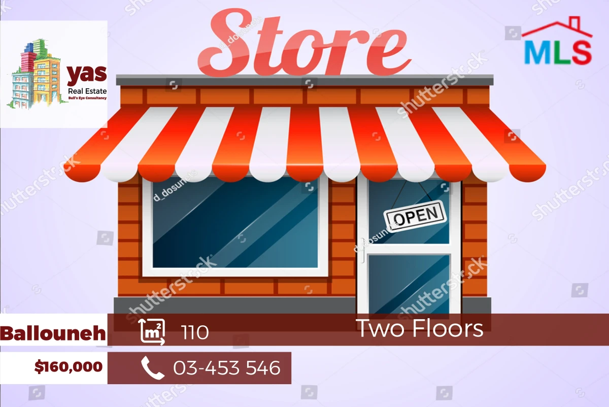 Ballouneh 110m2 | Shop | Two Floors | Prime Location | GA