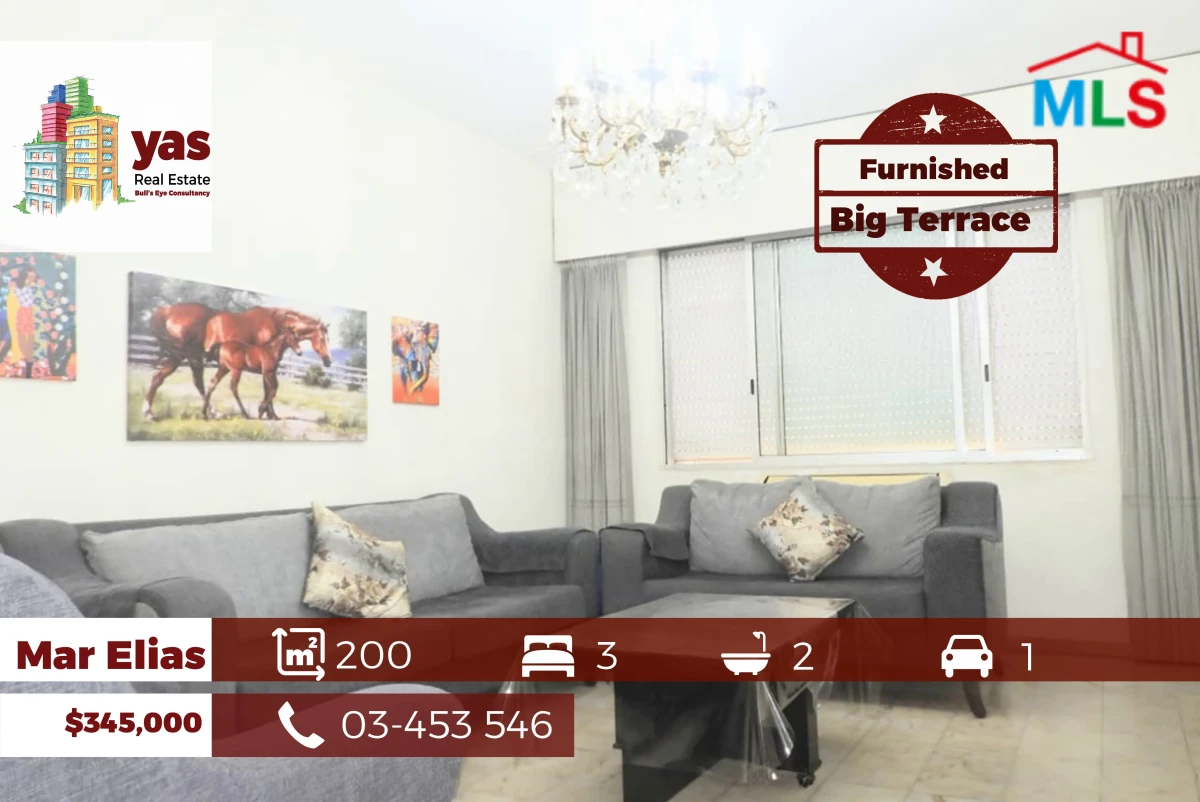 Mar Elias 200m2 | Terrace | Furnished | Solar System | Calm Area | RM