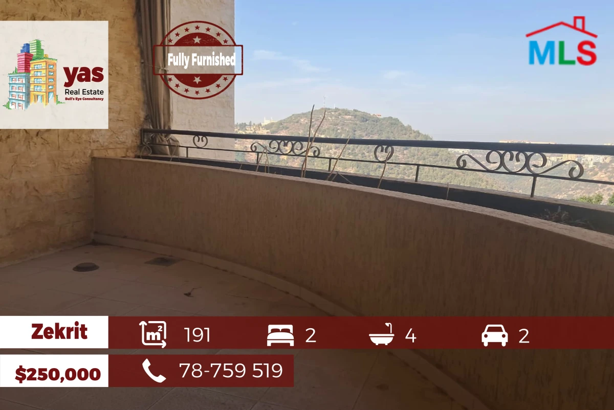 Zekrit 191m2 | Excellent Condition | Furnished | Open View | TYT/EJ