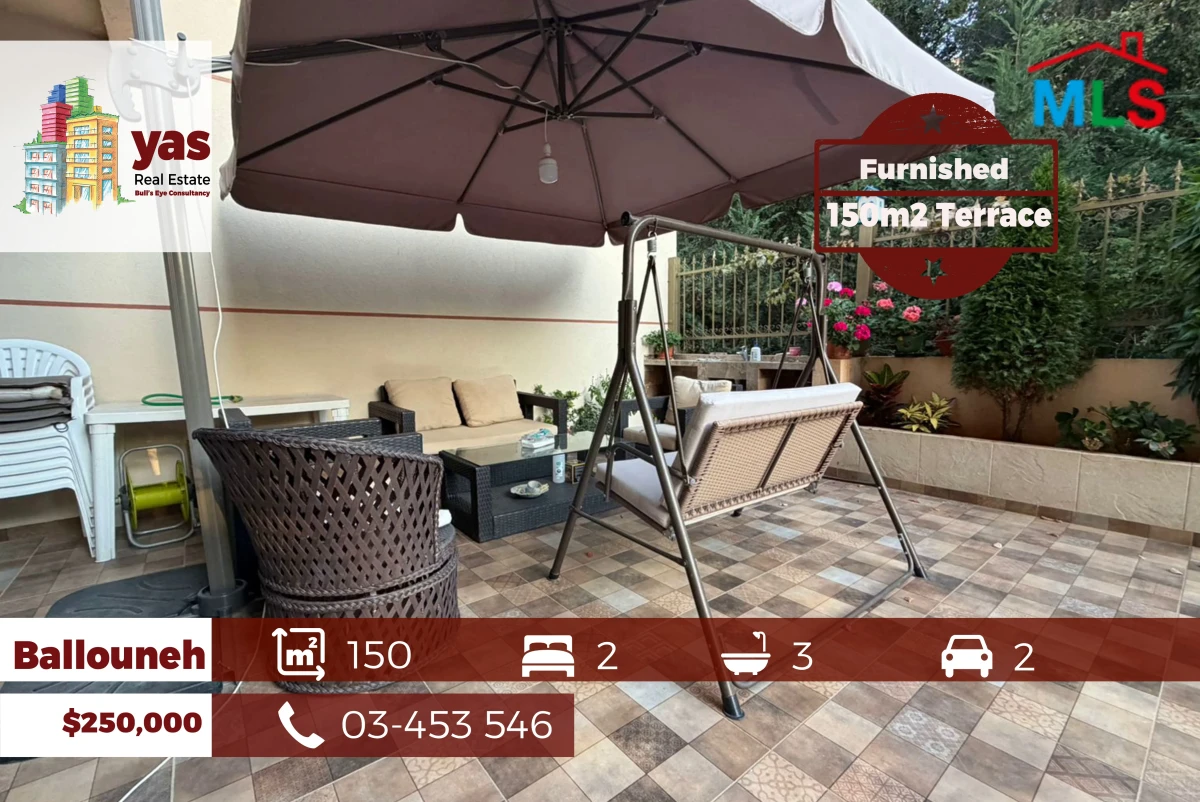 Ballouneh 150m2 | 150m2 Terrace | Furnished | Quiet Street | GT