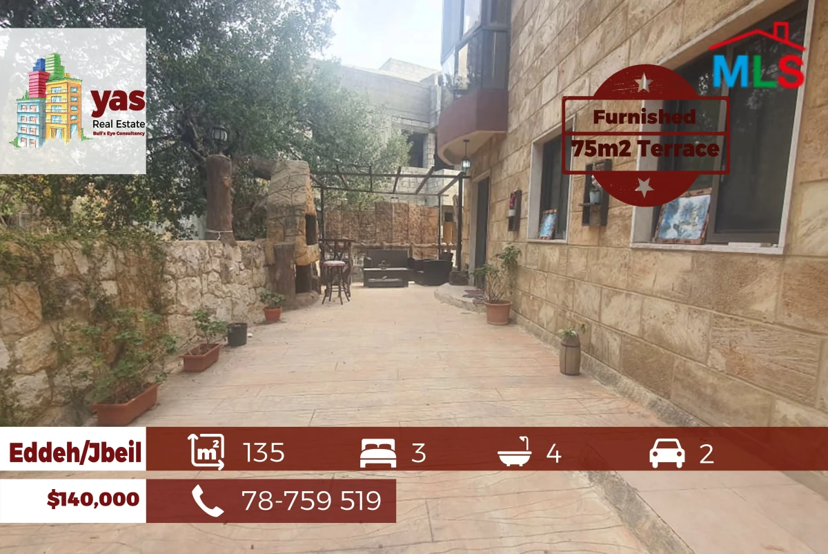 Eddeh/Jbeil 135m2 | 75m2 Terrace | Furnished | Decorated | ABA/EH
