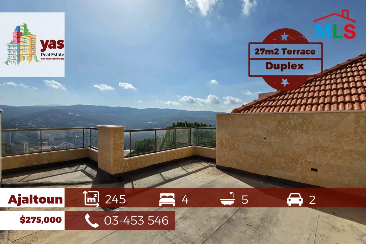 Ajaltoun 245m2 | 27m2 Terrace | Duplex | New | Panoramic View | TO