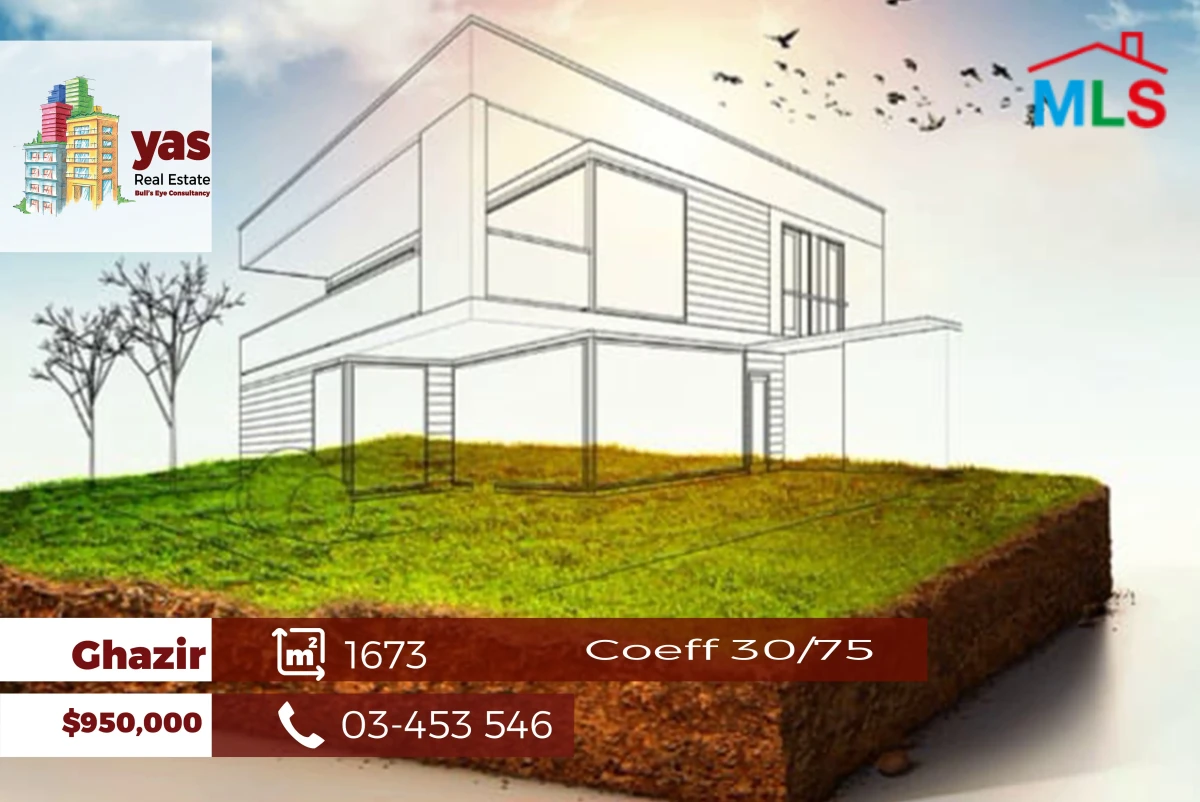 Ghazir 1673m2| Land | Coeff 30/75 | Prime Location | Sea View | GA