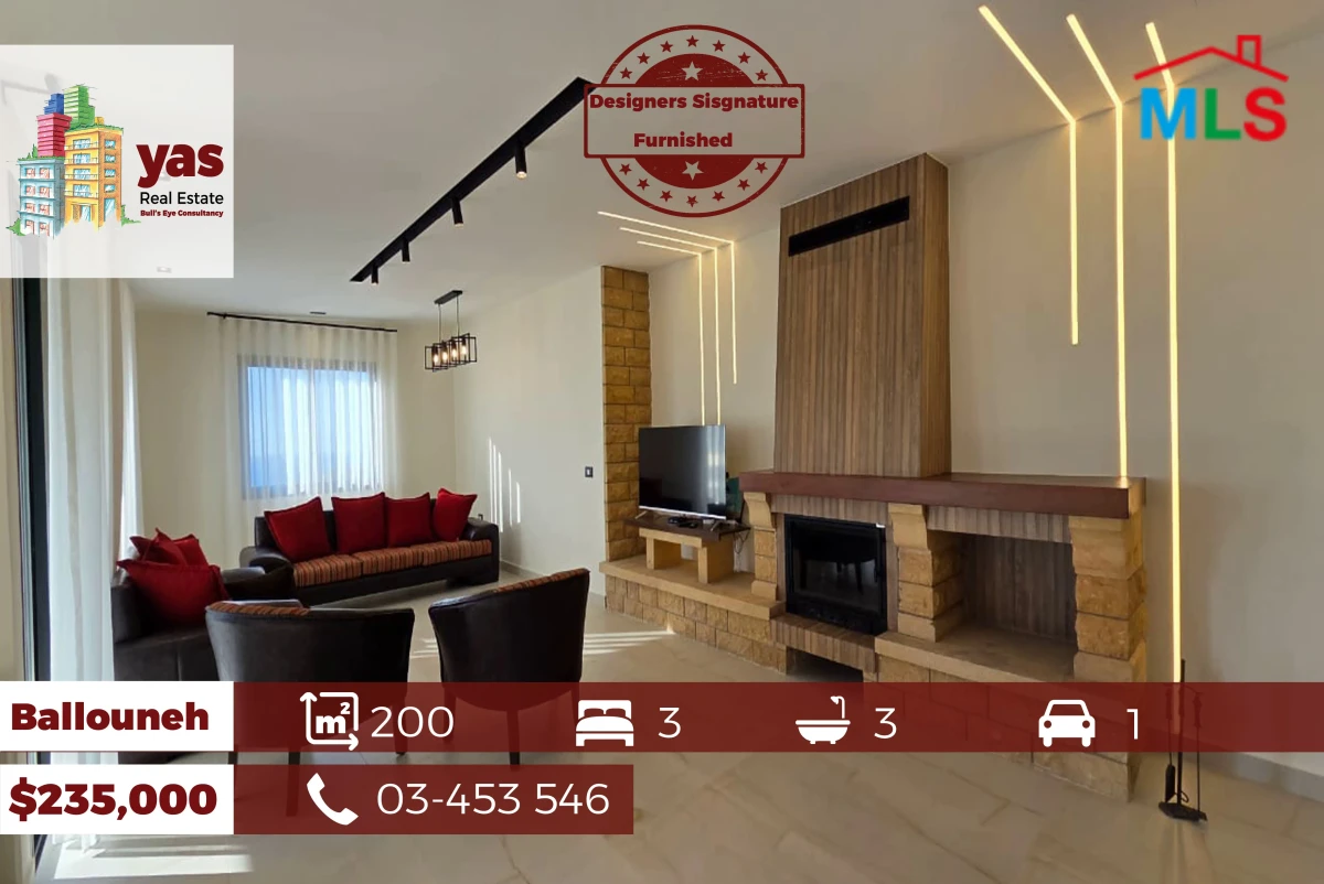 Ballouneh 200m2 | Designer’s Signature | Furnished |Panoramic View |TO
