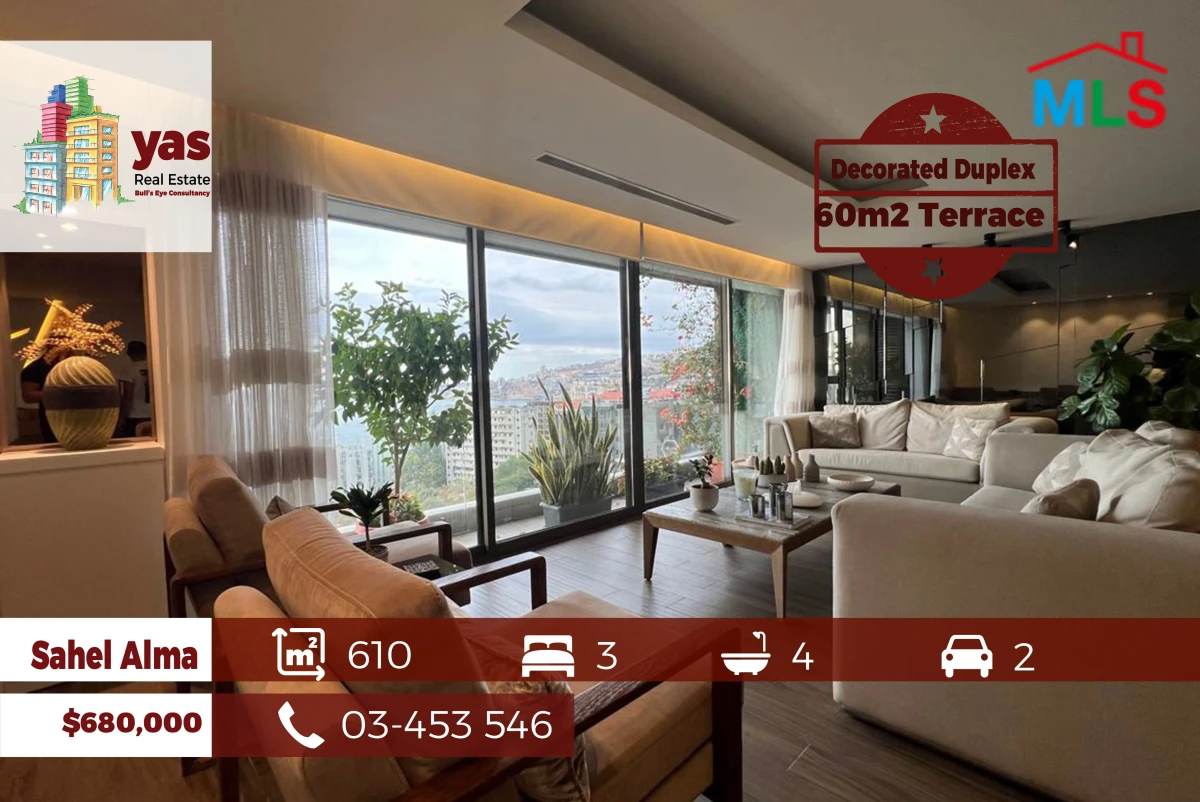 Sahel Alma 610m2 | 60m2 Terrace | Decorated Duplex | Panoramic View|EH