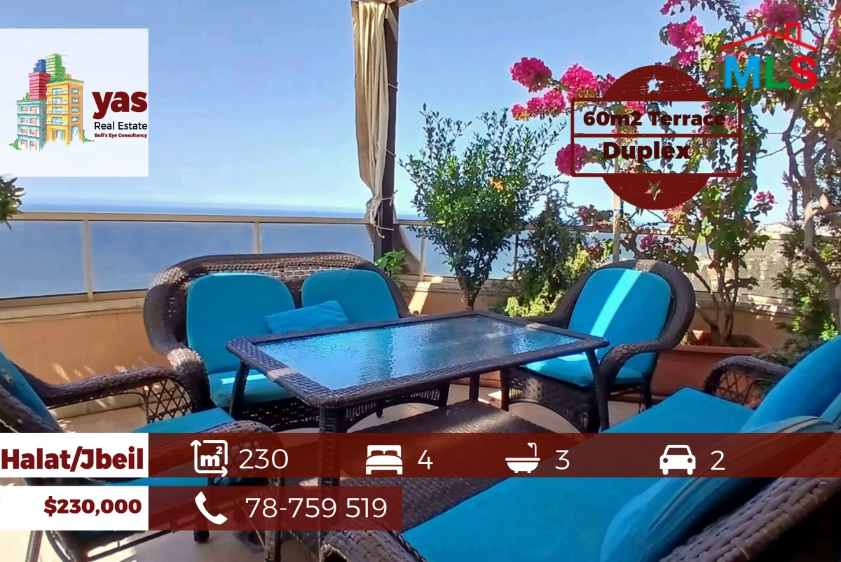 Halat/Jbeil 230m2 | 60m2 Terrace | Duplex | Panoramic Sea View | ABA