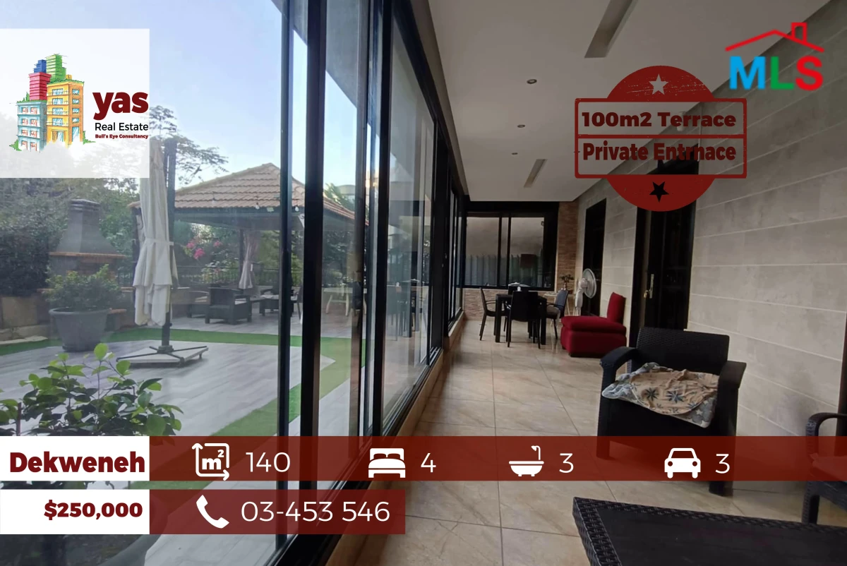 Dekweneh/Mar Roukoz 140m2 | 100m2 Terrace | Greenery Vuiew | AA/CA