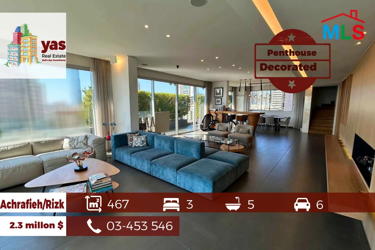 Achrafieh/Rizk 467m2 | Penthouse | Amazing View | High End | OH