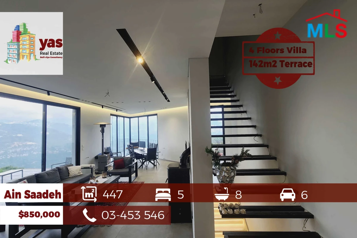 Ain Sadeh 447m2 | 142m2 Terrace | 4 Floors Villa | Astonishing View|OH