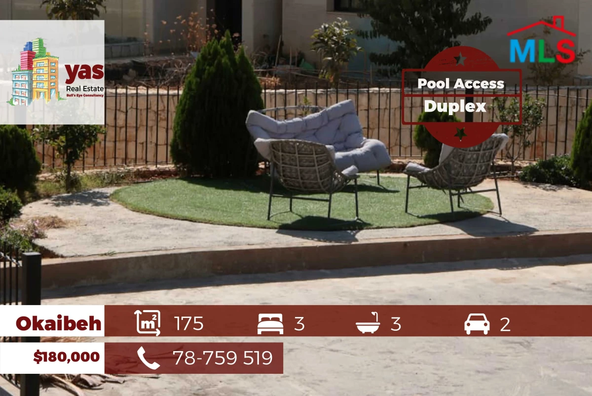 Okaibeh 175m2 | 60m2 Terrace | Duplex | Brand New | Pool Access | ABA