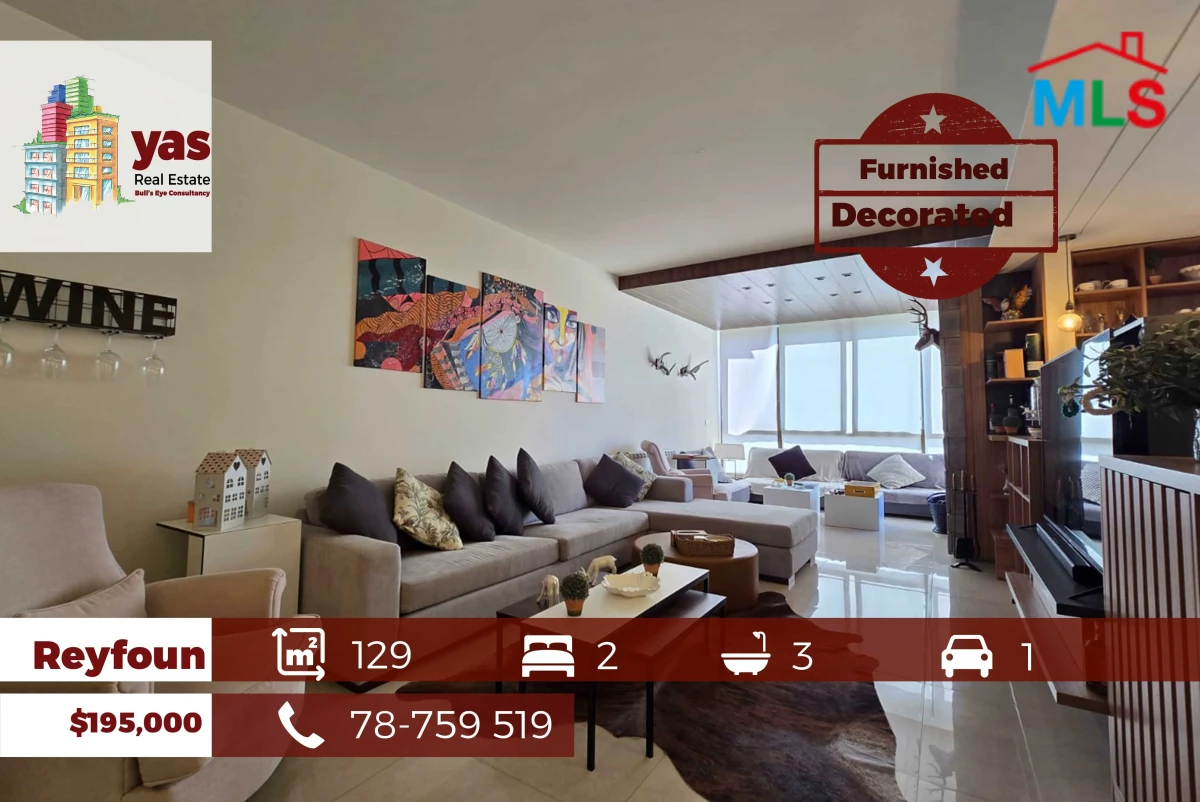 Reyfoun 129m2 | Furnished | Mountain View | Dead End Street | DA/KH