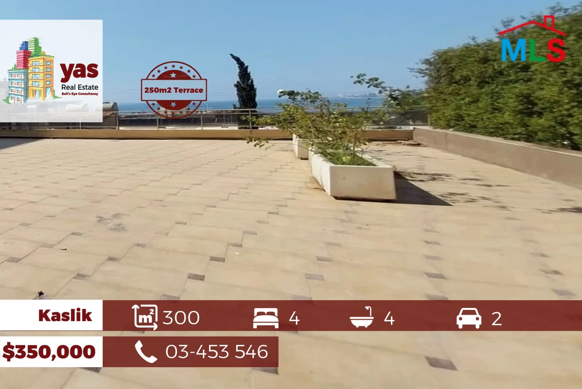 Kaslik 300m2 | 250m2 Terrace | Spacious Flat | Prime Location | EH/YV