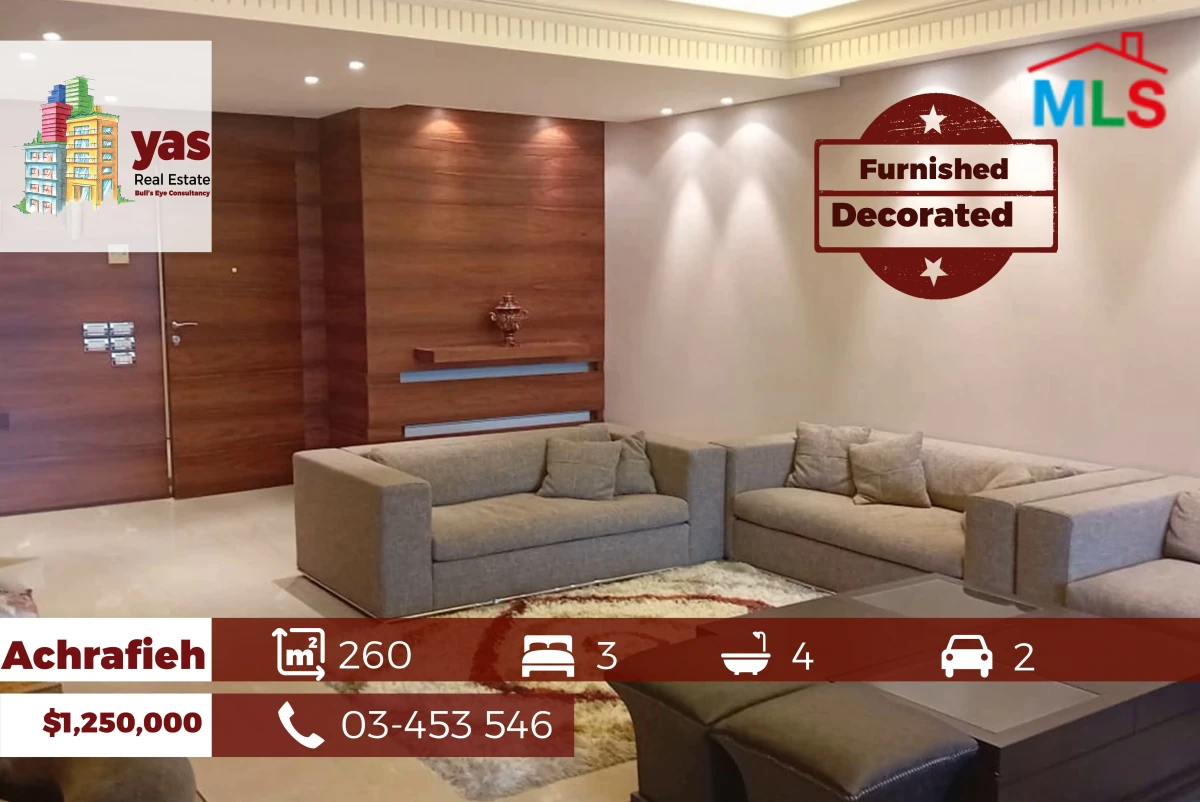 Achrafieh/Saifi 260m2 |Furnished | Luxurious | Renovated | OH