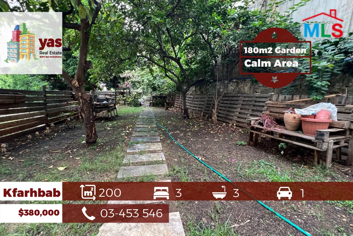 Kfarhbab 200m2 | 180m2 Garden | Well Maintained | Quiet Street | EH/IV