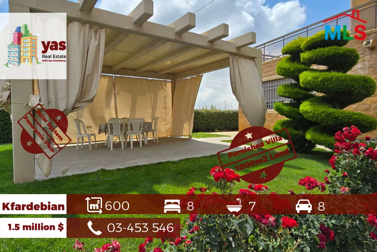 Kfardebian 600m2 | 1000m2 Land | Furnished Villa | Solar System |DA/AA