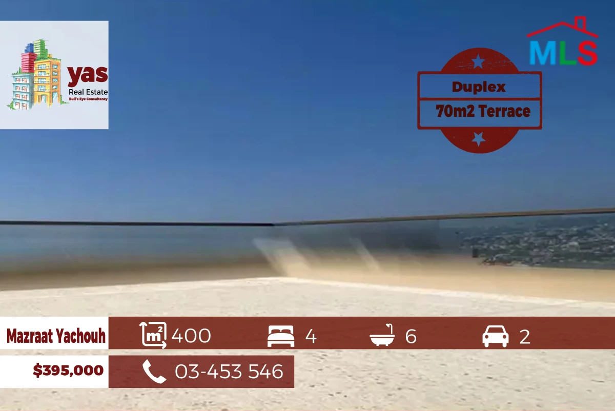 Mazraat yachouh 400m2 | 70m2 Terrace | Duplex | Open View | OH