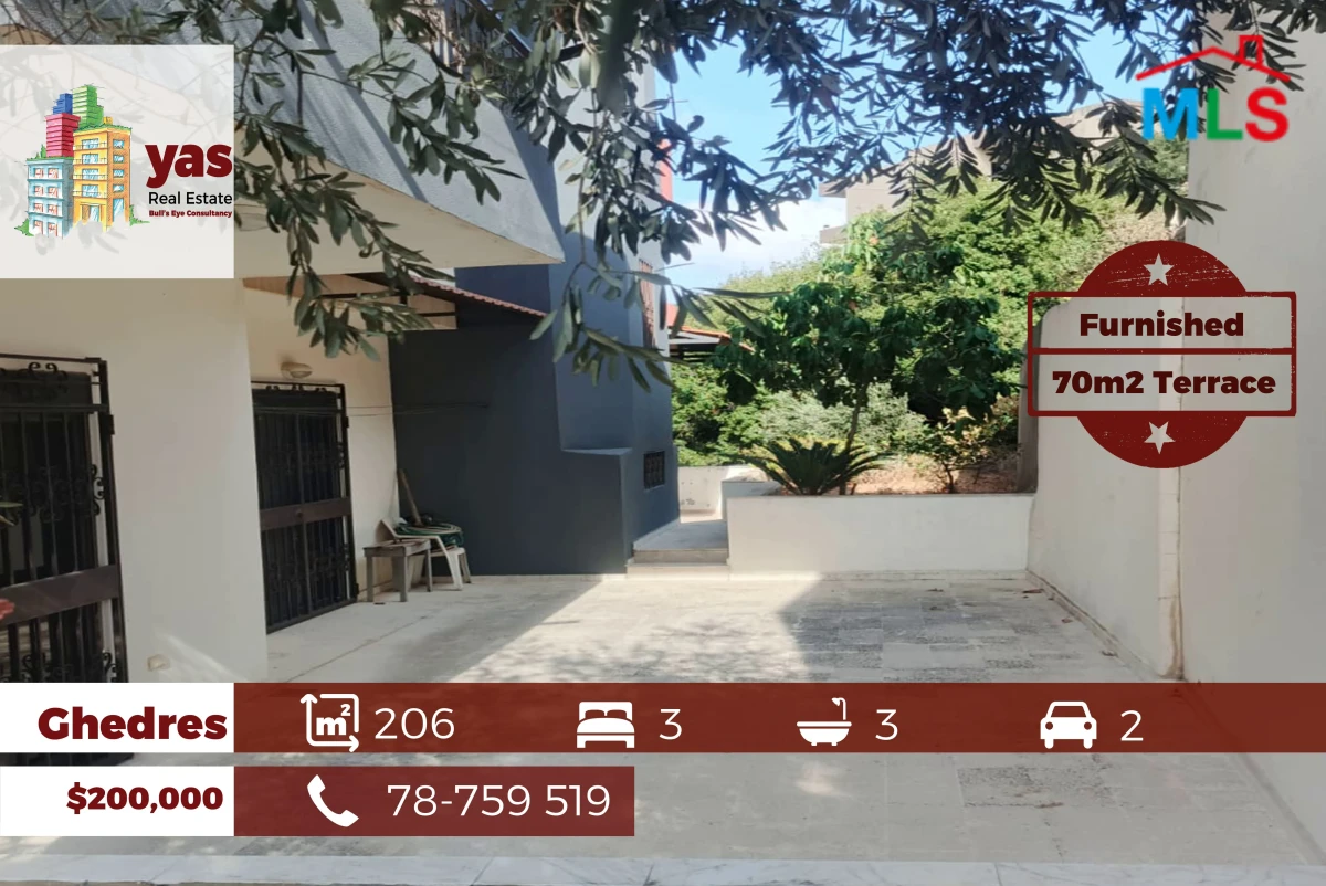 Ghedres 206m2 | 70m2 Terrace/Garden | Furnished | Private Street | PM