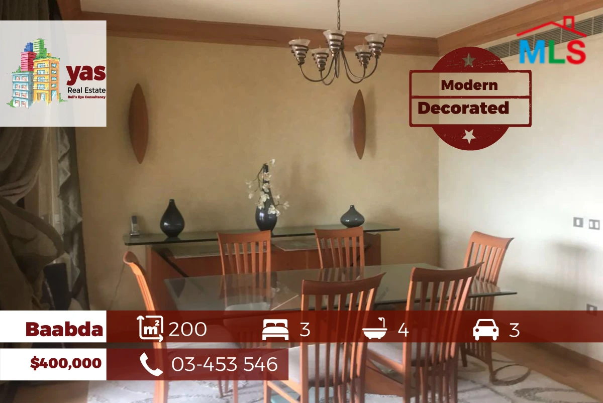 Baabda/Yarzeh 200m2 | Decorated | Modern Flat | Prime Location | PA