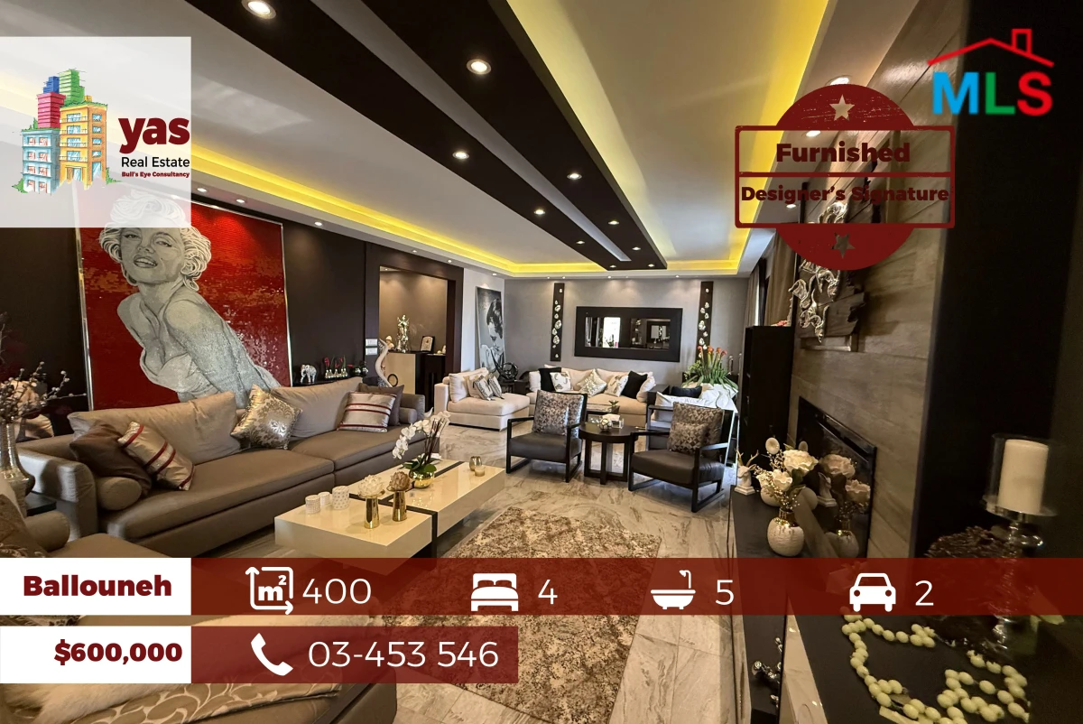 Ballouneh 400m2 | Penthouse | FULLY FURNISHED |Designer's Signature|GA