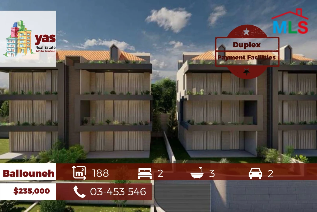 Ballouneh 188m2 | Duplex | Panoramic View | Payment Facilities | GA