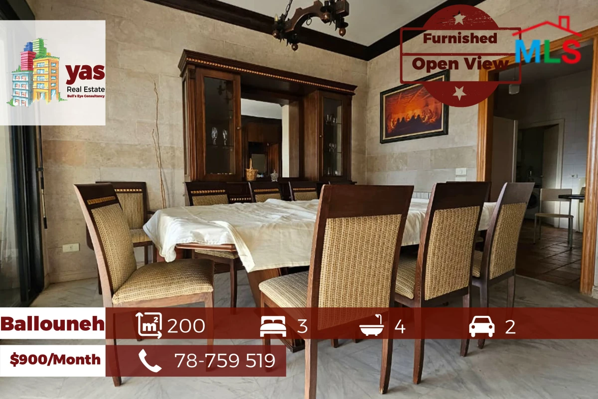 Ballouneh 200m2 | Furnished For Rent | Calm Street | Open View | TO