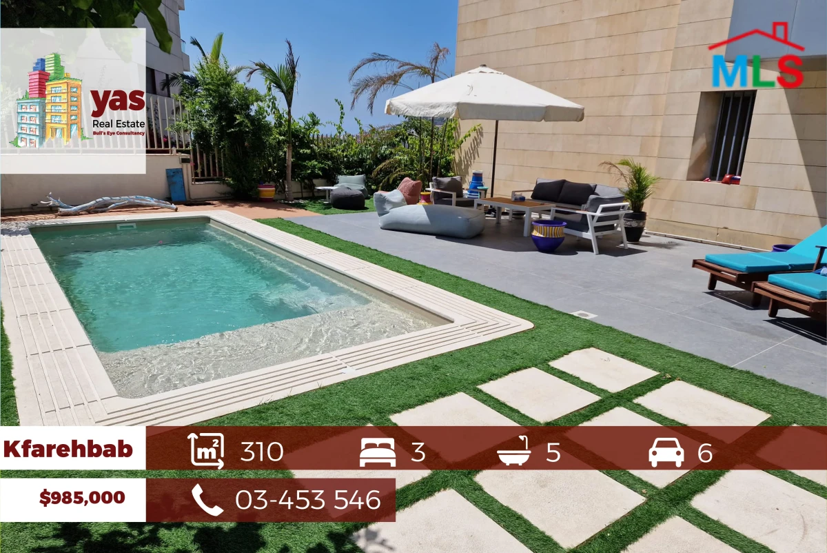 Kfarehbab 310m2 | 300m2 Terrace&Garden |Luxury| Furnished | PA