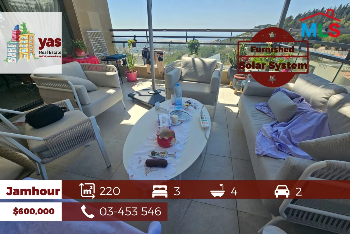 Jamhour 220m2 | 25m2 Terrace | Furnished | Solar System | Decorated|PA