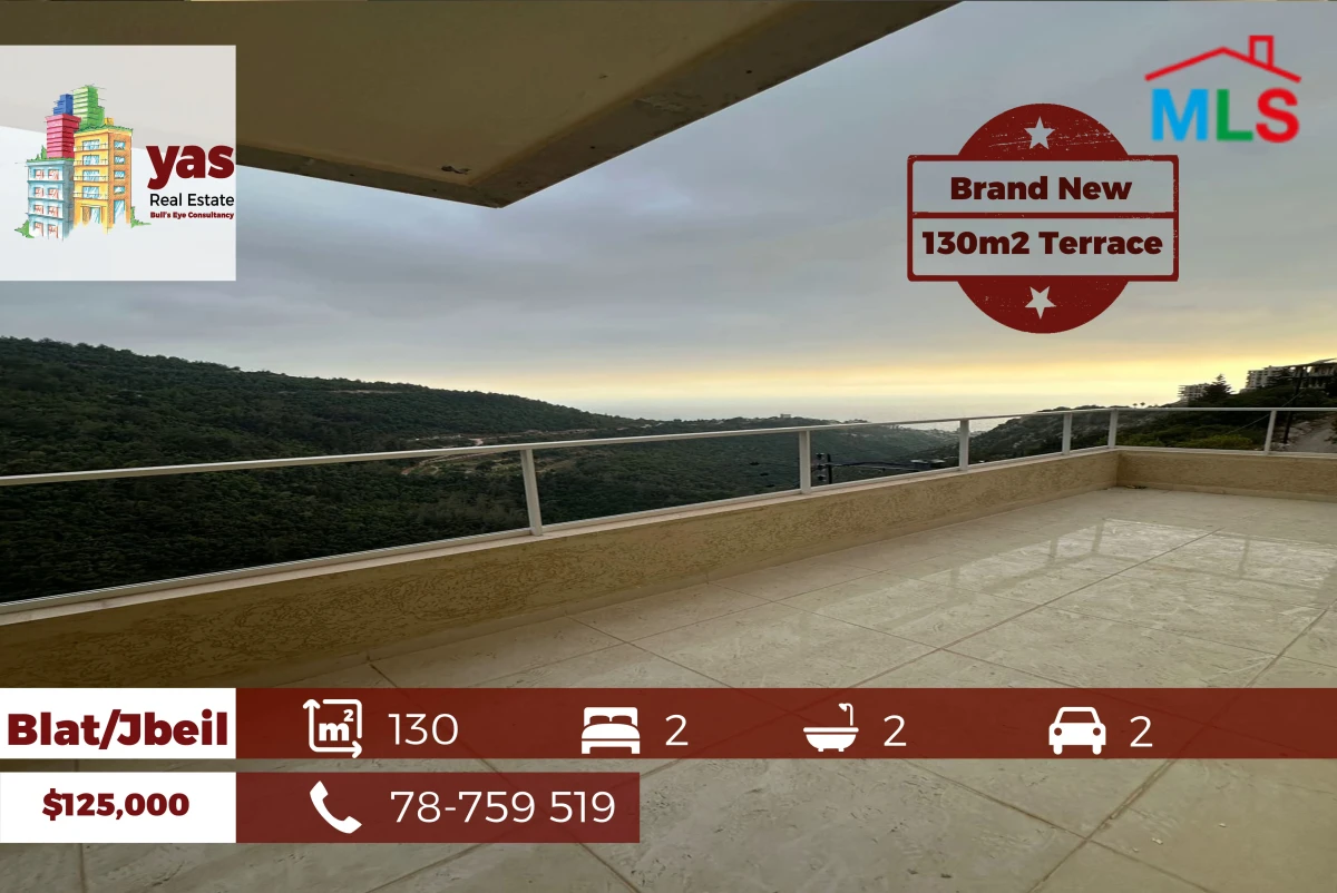 Jbeil/Blat 130m2 | 130m2 Terrace | Brand New | Sea & Monutain View |PA