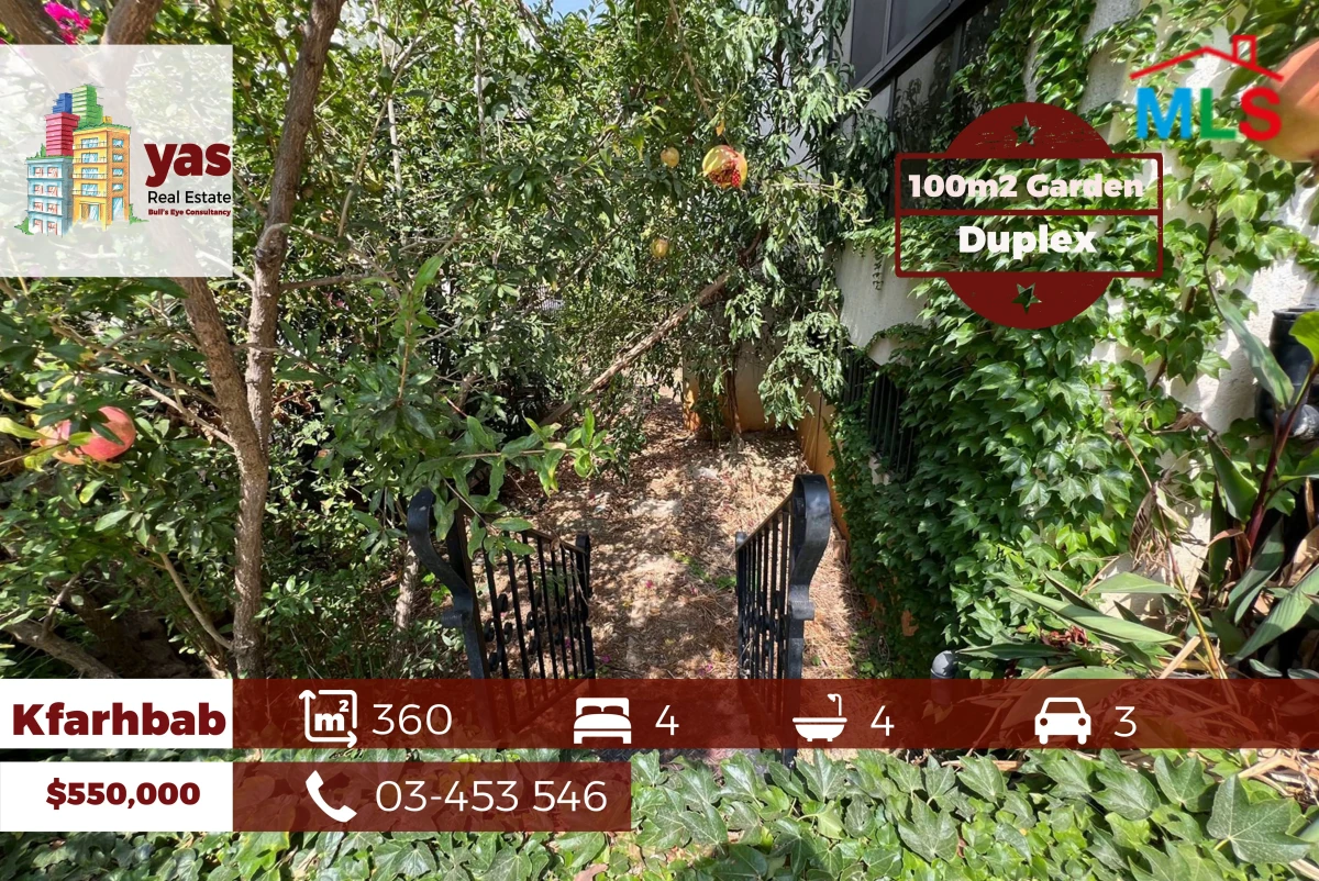Kfarhbab 360m2 | 100m2 Terrace/Garden | Prime Location | Duplex| EH/IV