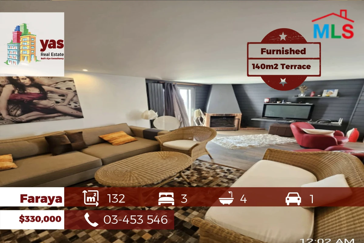 Faraya 132m2 | 140m2 Terrace | Furnished | Mountain View | PA