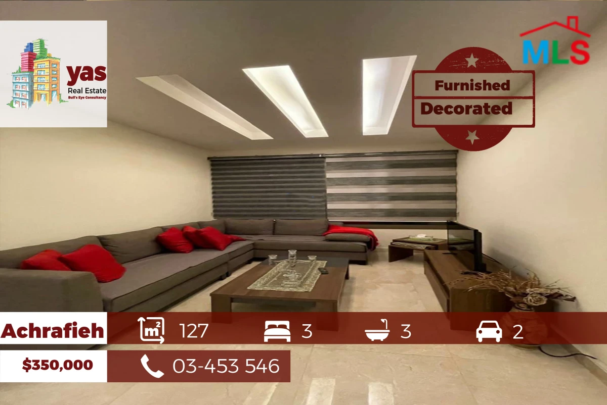 Achrafieh 127m2 | Furnished | Decorated | Prime Location | PA
