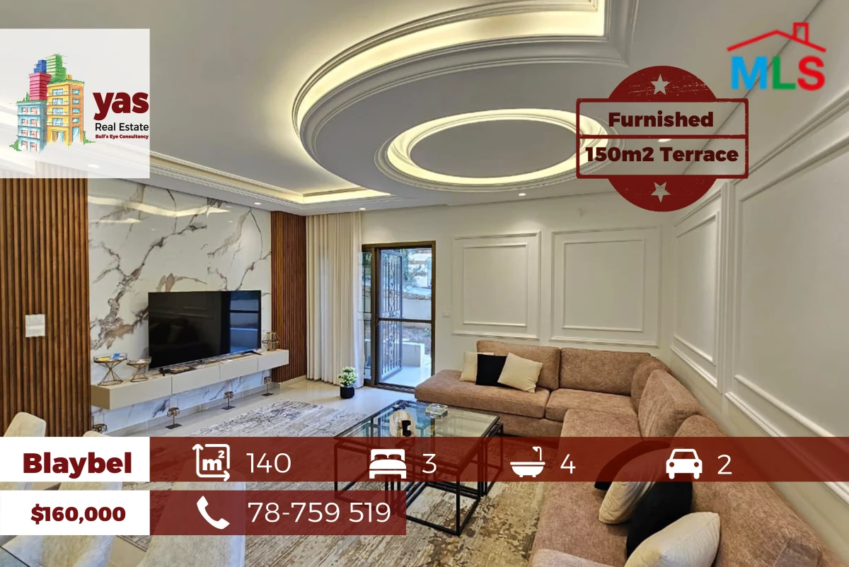 Blaybel 140m2 | 150m2 Garden | Furnished | Dead End Street | PA