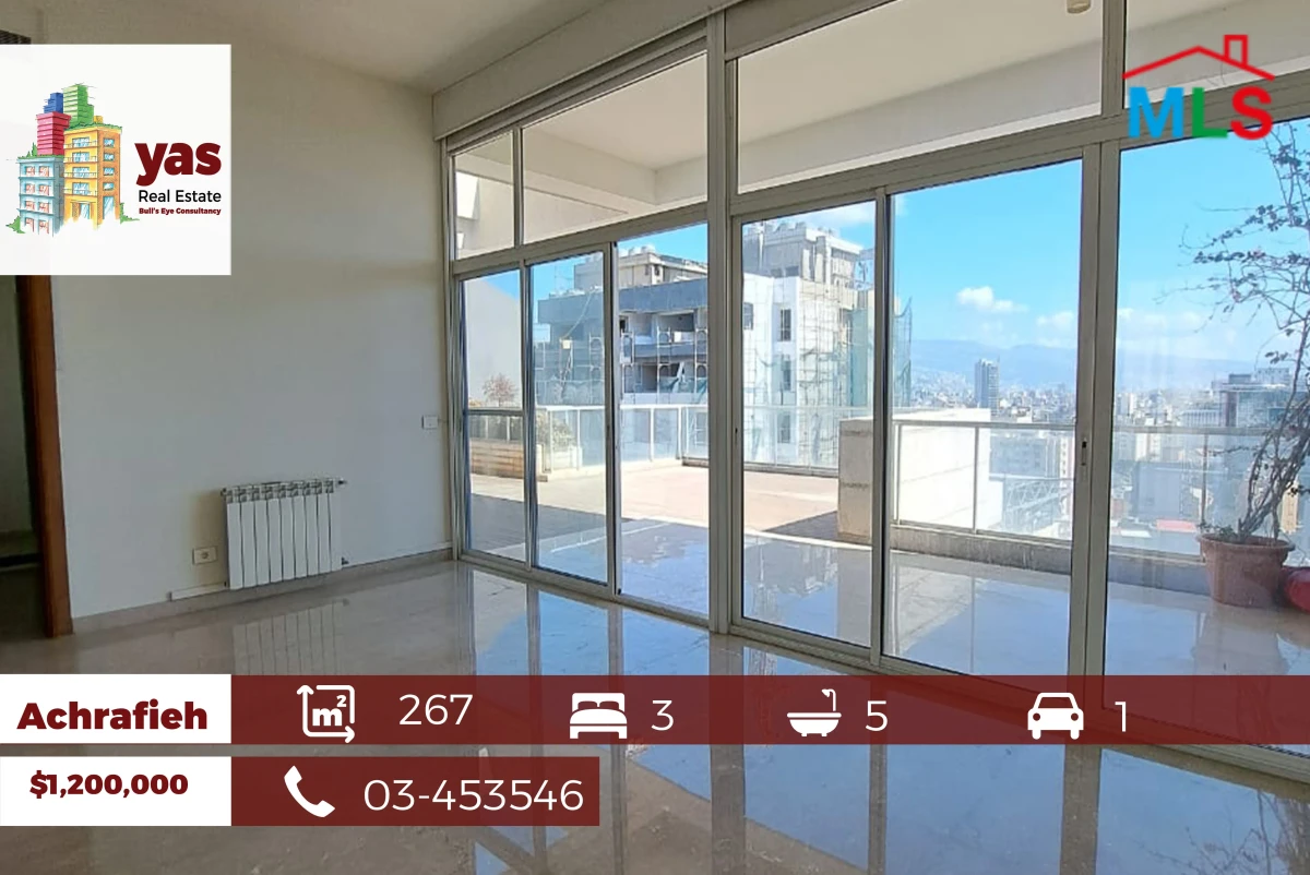 Achrafieh 267m2 | 84m2 Terraces | Equipped Kitchen | View | PA