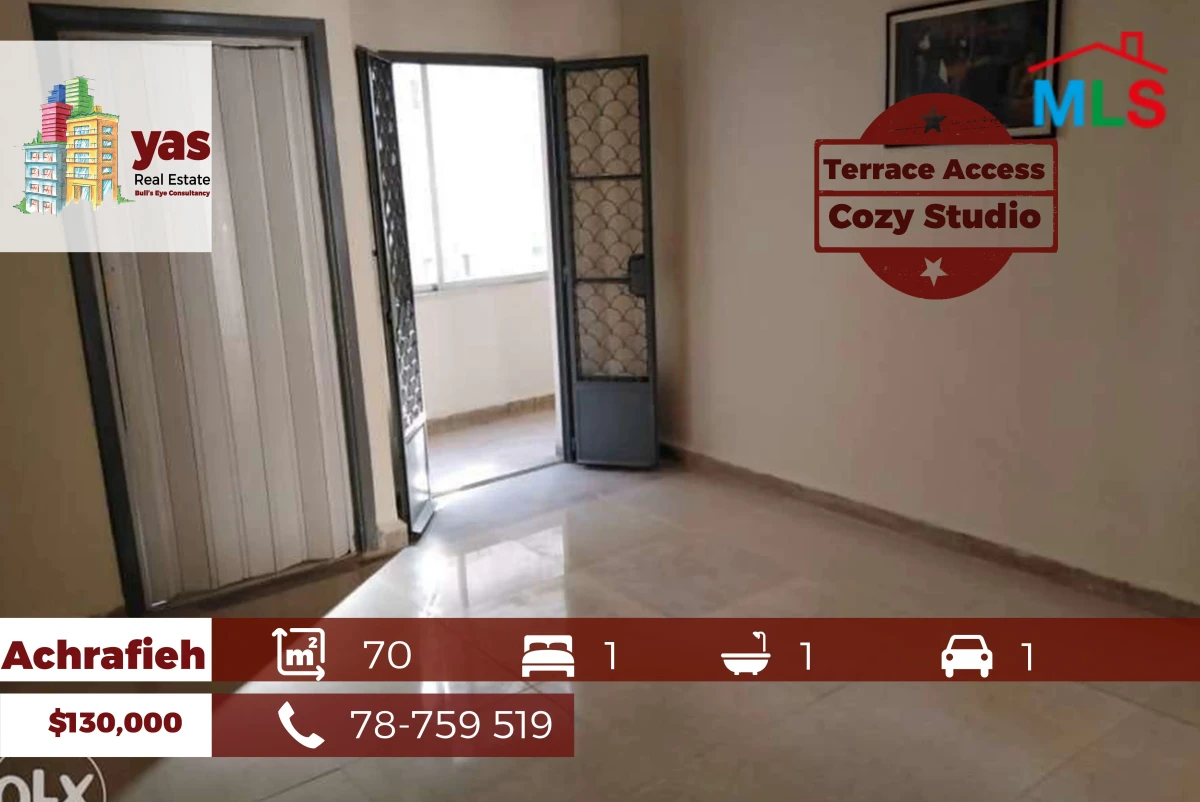 Achrafieh/Saydeh 70m2 | Cozy Flat | Prime Location | Terrace Access|PA
