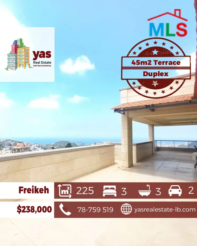 Freikeh 225m2 | 45m2 Terrace | Rooftop Duplex | Astonishing View | PA