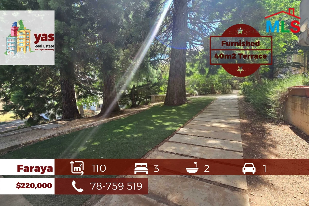 Faraya 110m2 | 40m2 Garden | Common Area | Furnished | View | DA/AA