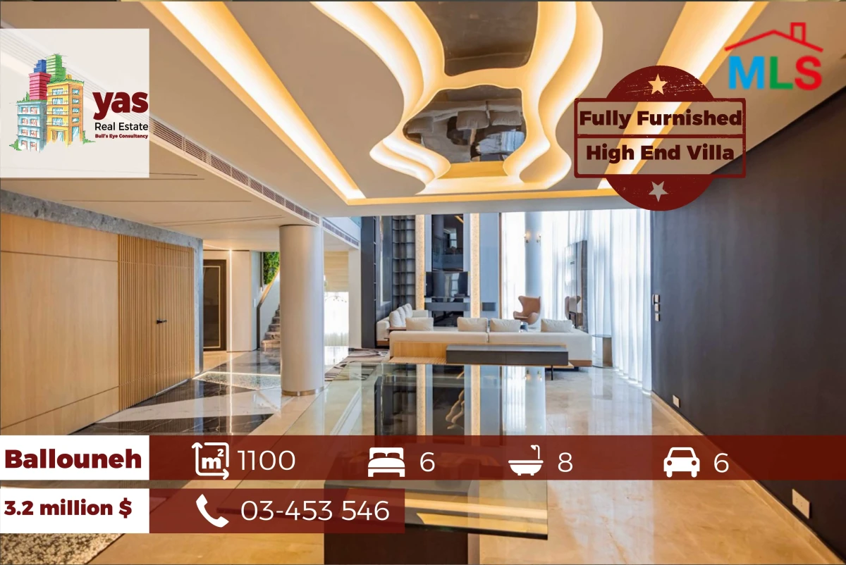 Ballouneh 1100m2 | Villa | Designer’s Signature | Fully Furnished | GA