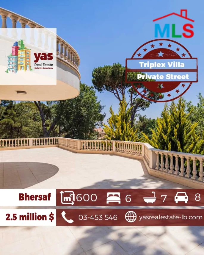 Bhersaf 1600m2 | Villa | 5000m2 Land | New | PRIVATE STREET | GA