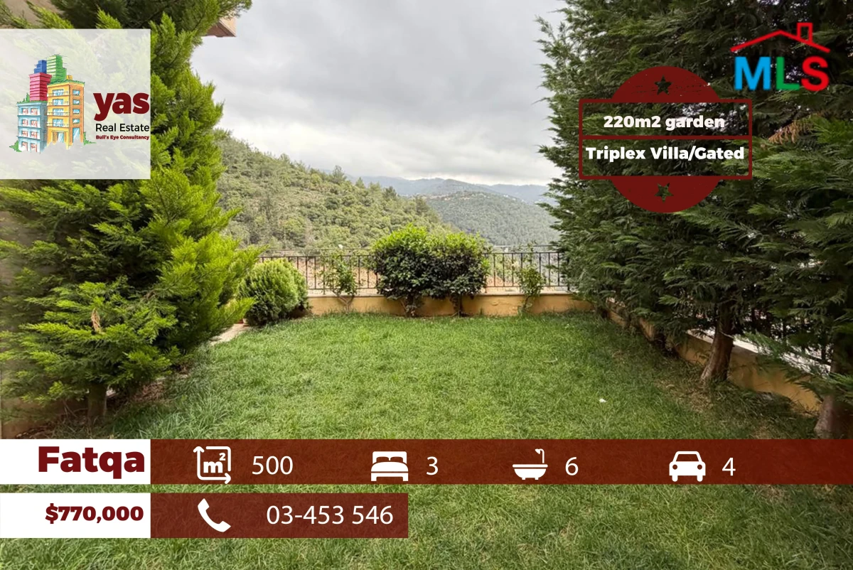 Fatqa 500m2 | 220m2 Garden | Triplex Villa | Gated Community | View|YV
