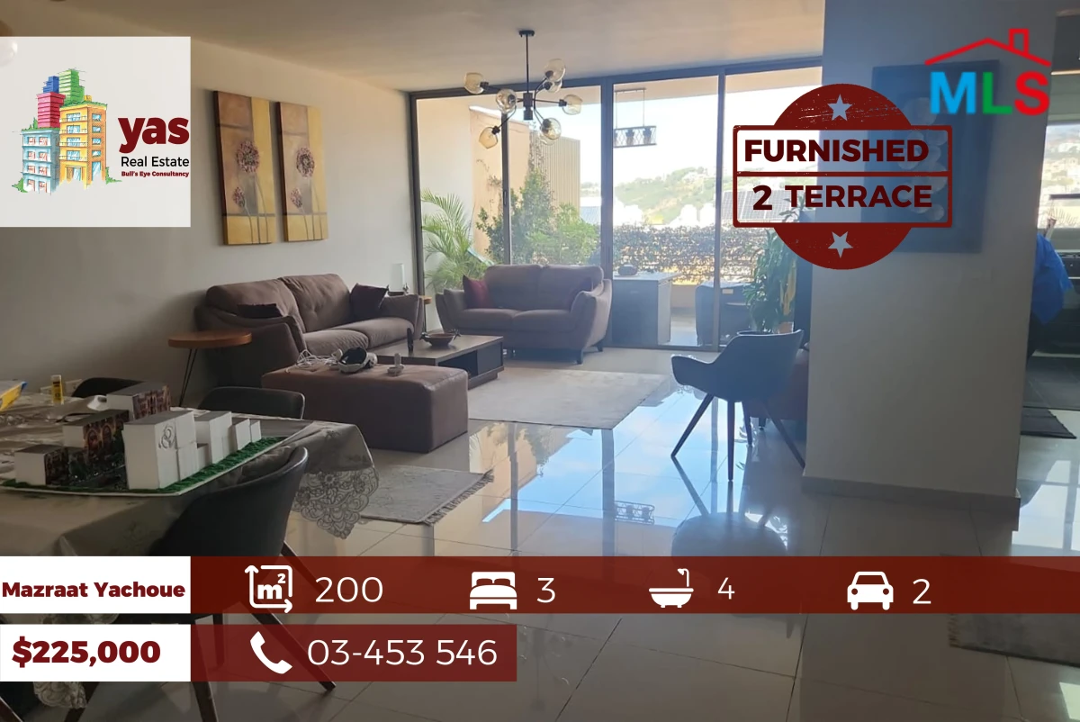 Mazraat Yachoue 200m2 | 2 Terraces 60m2 | Excellent Condition | Fully Furnished | PA