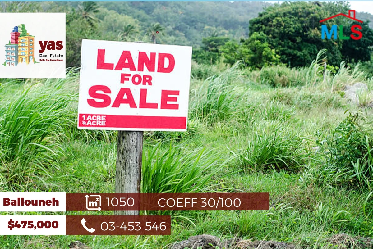 Ballouneh 1050m2 | Coeff 30/100 | Prime Location | Sea View | BA
