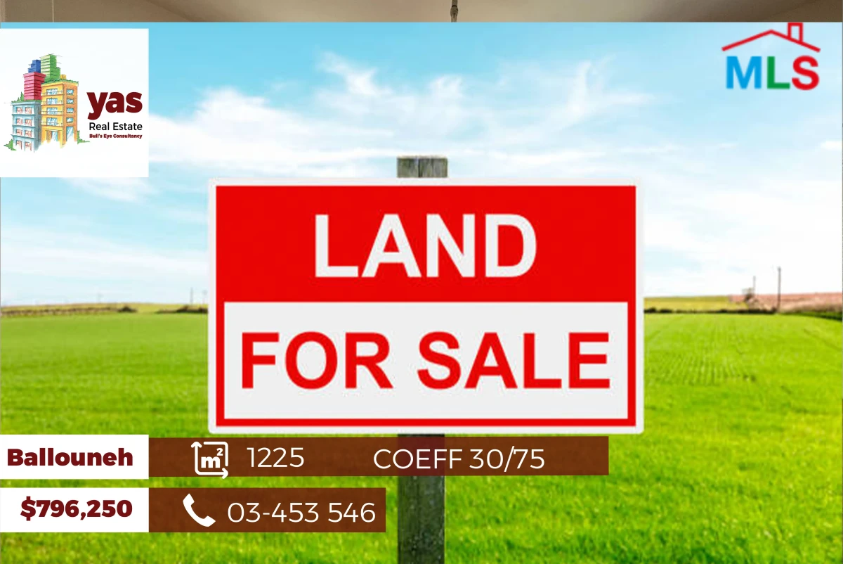 Ballouneh 1225m2 | Coeff 30/75 | Clasy Area | Sea View | BA