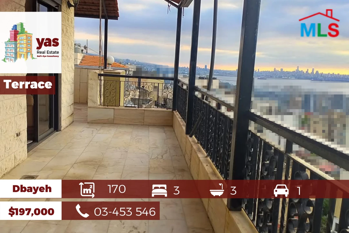 Dbayeh 170m2 | Terrace 100m2 | Decorated | Open Sea View | Pa