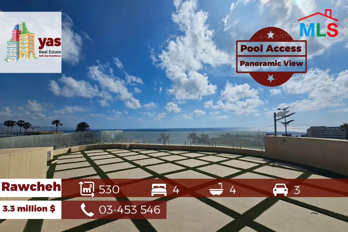 Rawcheh 530m2 | 70m2 Terrace | New | Ultra Prime Location | PA
