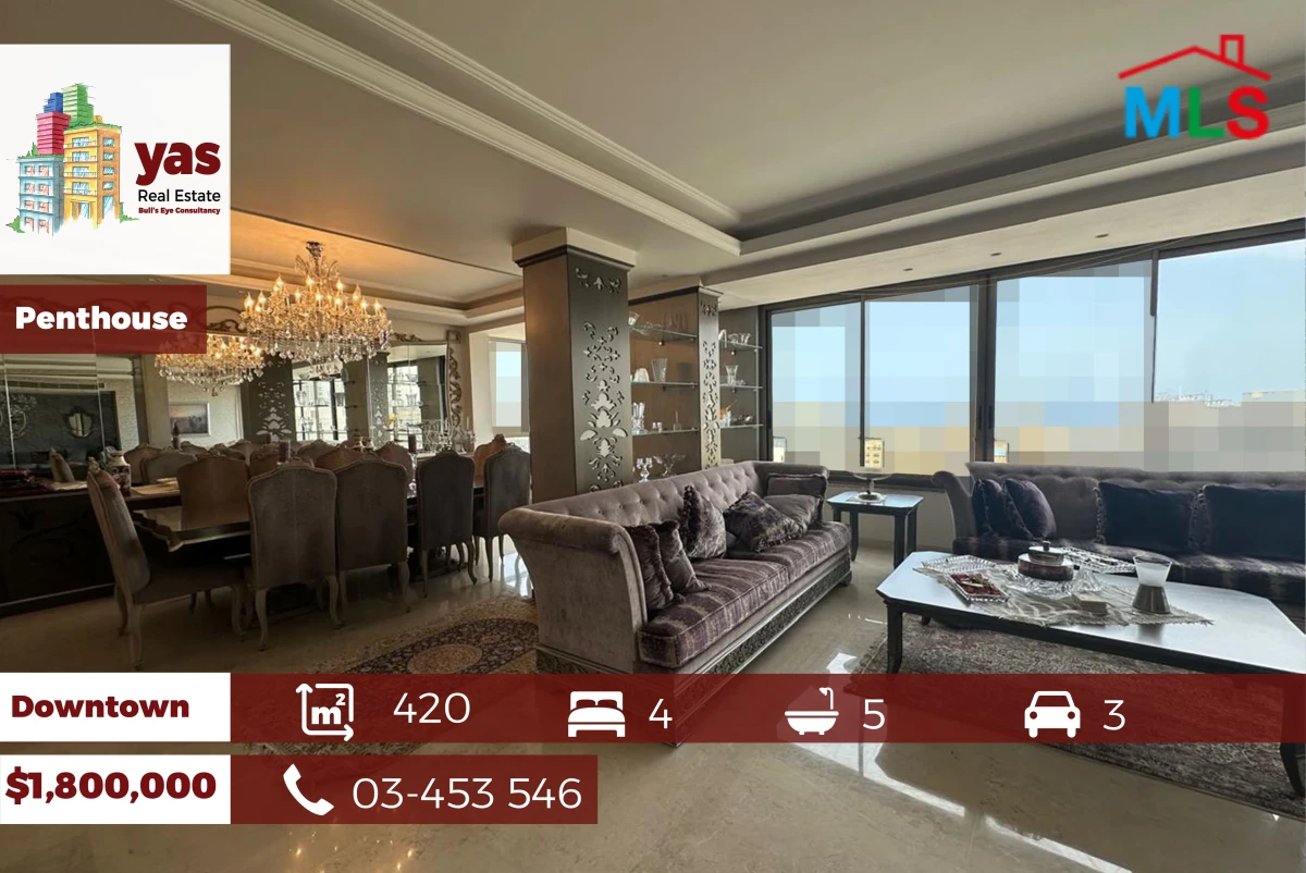 Downtown 420m2 | Penthouse | Luxury | Prime Location | Decorated | PA