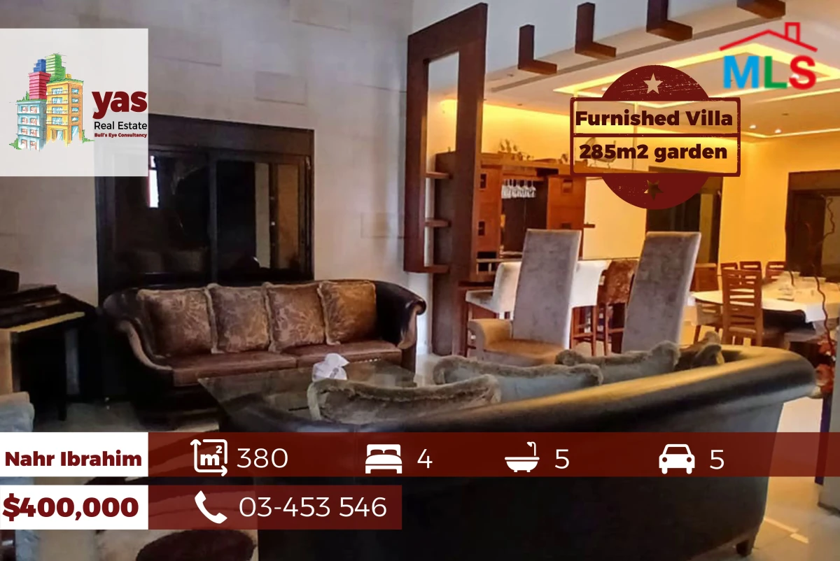 Nahr Ibrahim 380m2 | 285m2 Garden | Furnished | Well maintained | ABA