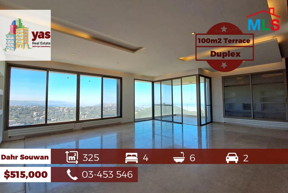 Dahr Souwan 325m2 | 100m2 Terrace | Duplex | Mountain View | AMK