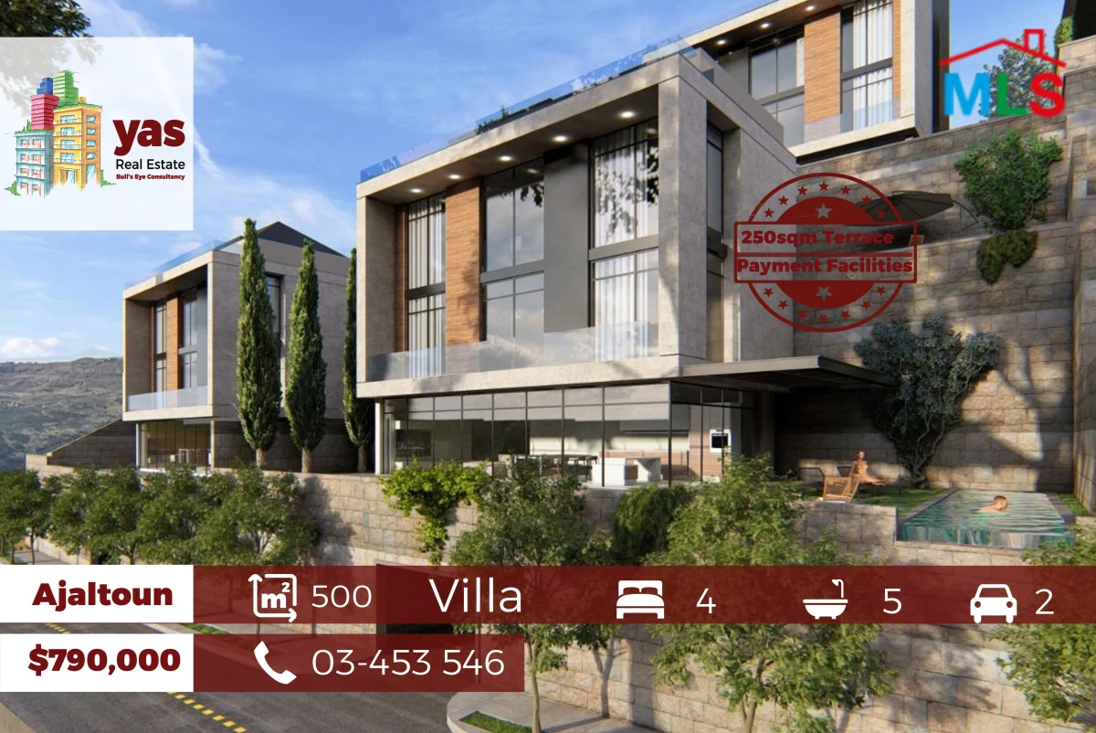 Ajaltoun 500m2 | 250m2 Terrace | Villa | Payment facilities | View |BG
